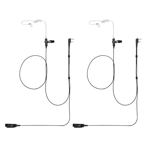 Kenwood Earpiece Surveillance Kit Compatible with Baofeng UV-5R BTECH Retc15/Retevis RT21 RT22 Arcshell AR-5 Walkie Talkie Radio with Big PTT Mic Tansparent Acoustic Tube Headset