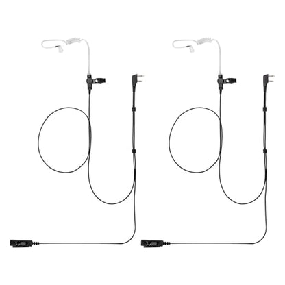 Kenwood Earpiece Surveillance Kit Compatible with Baofeng UV-5R BTECH Retc15/Retevis RT21 RT22 Arcshell AR-5 Walkie Talkie Radio with Big PTT Mic Tansparent Acoustic Tube Headset