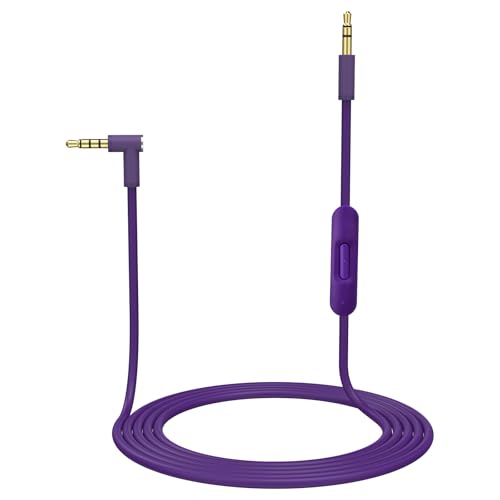Replacement Audio Cable Cord Wire with in-line Microphone and Control Compatible with Beats Headphones Solo, Studio, Pro, Detox, Wireless, Mixr, Executive, Pill (Purple) - color: Purple