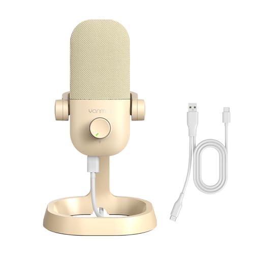 PC용 USB 마이크, 플러그 앤 플레이 카디오이드 콘덴서 마이크 - color: 베이지.