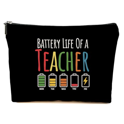 JIUWEIHU Teacher Appreciation Gifts Makeup Bag, Funny Teacher Cosmetic Bags | Travel Organizer Bag Zipper Pouch, Sister Christmas Birthday Teachers Gifts for Women Sister Mom Friend Colleague - color: Multicolor 0055