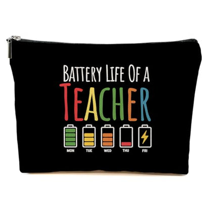 JIUWEIHU Teacher Appreciation Gifts Makeup Bag, Funny Teacher Cosmetic Bags | Travel Organizer Bag Zipper Pouch, Sister Christmas Birthday Teachers Gifts for Women Sister Mom Friend Colleague - color: Multicolor 0055