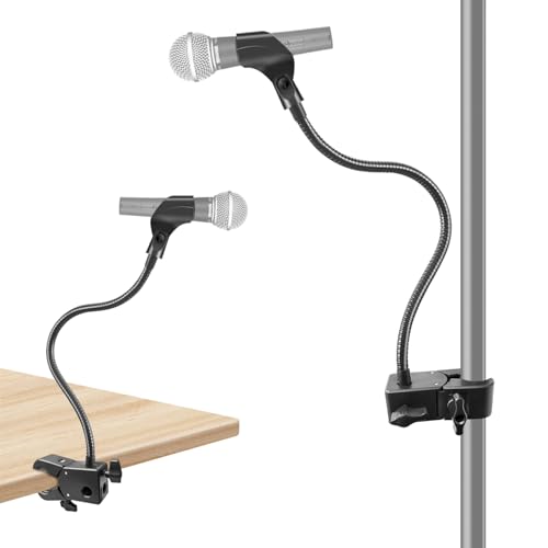 Microphone Stand, Versatile Mic Arm for Desk Pole Tripod, Gooseneck Mic Stand Desk Mount with Super Clamp Mic holder and 3/8" to 5/8" Adapter, Fits for Blue Snowball and Other Microphones (21 Inch) - size: 21 Inch