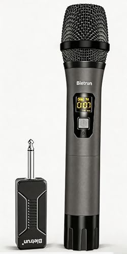 Bietrun Wireless Microphone Only for Mic Input, UHF Metal Dynamic Mic - color: Gray