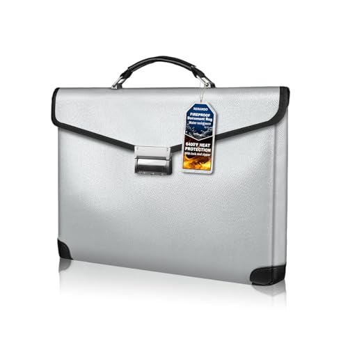Fireproof Document Bag, 14.5" X11" X2.5", Silver | Fireproof Money Bag for Cash, With Metal Lock and Zipper, Fireproof&Waterproof Organizerm, Protects Valuables Legal Documents - color: Silver