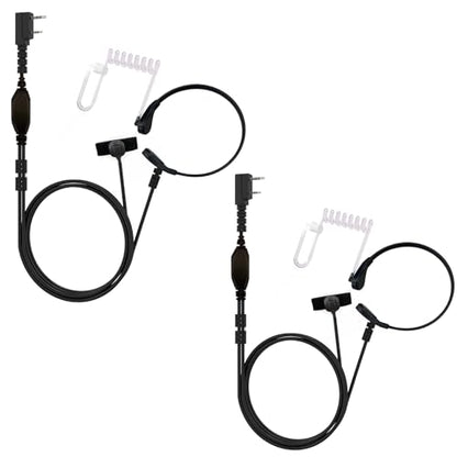 Throat Mic Headset 2 Pin Neck Acoustic Tube Radio Earpiece with PPT Microphone 2 Way Radio Accessories Compatible with UV-5R UV-5RH UV82 BF-888S DM-1701 Walkie Talkie(2PACK)