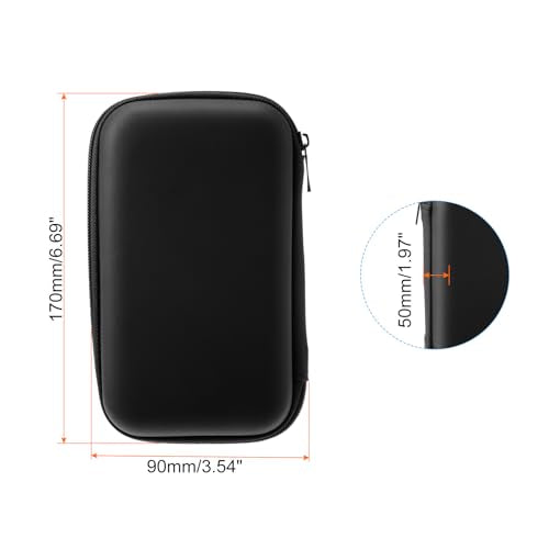 PATIKIL 6.69x3.54 Electronic Organizer Case, 1Pcs EVA Hard Waterproof Rectangle Travel Carrying Case with Zipper for Digital Multimeter, Camera, Charger Cord, Earphone, Black - size: 6.69x3.54"