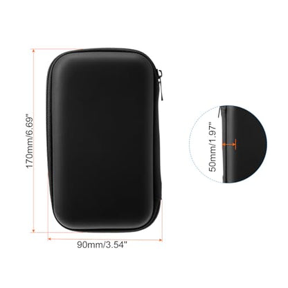 PATIKIL 6.69x3.54 Electronic Organizer Case, 1Pcs EVA Hard Waterproof Rectangle Travel Carrying Case with Zipper for Digital Multimeter, Camera, Charger Cord, Earphone, Black - size: 6.69x3.54"