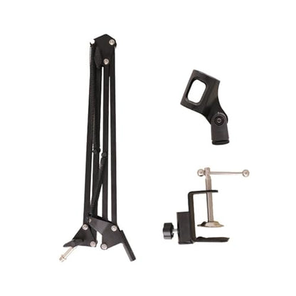 Mic Boom Arm, 98cm Telescopic Arm Cclamp Desk Mount Microphone Stand, Desk Mount Mic Holder with DualPurpose Universal Ball Head Adapter for Podcast Streaming Gaming Studio