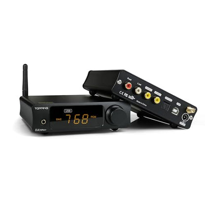 Topping DX3pro+ LDAC Headphone Amplifier with ES9038Q2M XU208 Chip, USB/Optical/Coaxial/Bluetooth to L/R RCA Line Output 3.5mm Headphone DAC Amp Preamp (Black) - color: Black