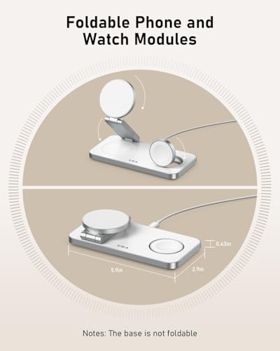 3 in 1 Foldable Magnetic Wireless Charging Station for Samsung, Wireless Charger Stand for Galaxy S26 Ultra S25/S24 /Note 20/Flip 7/Fold 7, for Galaxy Watch Ultra/8/7/6,Galaxy Buds 3/3 Pro - color: White
