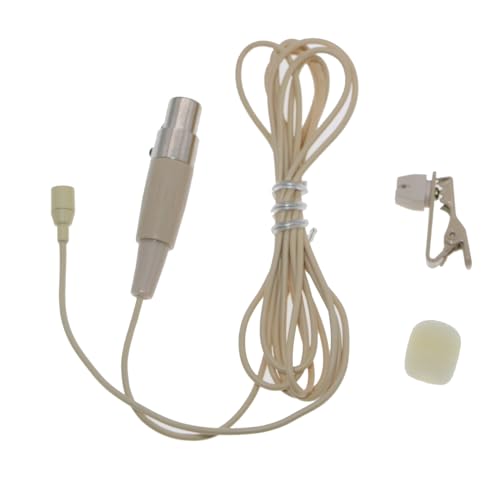 Beige Lavalier Lapel Condenser Microphone with TA4F Mini XLR 4Pin Plug for Shure ULX SLX PGX GLX QLX BeltPack Microphones System Parts Omnidirectional Core