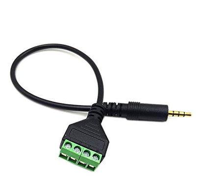 Gold Plated 3.5mm (1/8") 4 Pole TRRS Stereo Audio Balanced Male Jack to AV 4 Pin Screw Video Balun Terminal Adapter Connector Cable 30cm/1FT (3.5mm M/4pin) - color: 3.5mm M/4pin