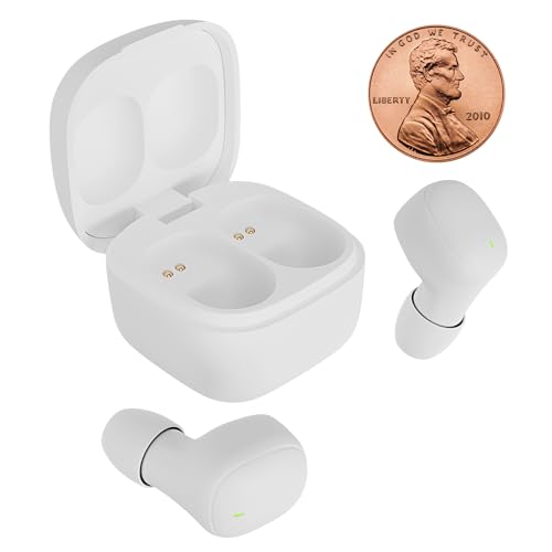 Mini Invisible Wireless Earbuds, Bluetooth 5.3, Mic & Charging Case, White | 12-HR Playtime, Touch Control, Sweat & Splash Resistant, Works with Siri, Alexa & Google, Compatible with iPhone & Android - color: B-White