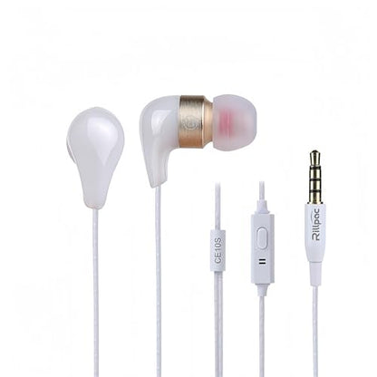 CE10S in-Ear Headphones, Noise Isolating, HiFi Stereo with Mic, Compatible with Smartphones (White)