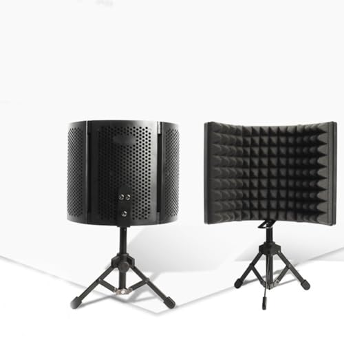 HANABASS Portable Folding Microphone Windshield Shield with Sponge and Metal Three Panels Combination, Sound Absorber Panel for Studio Recording and Broadcasting Room, Easy to Carry
