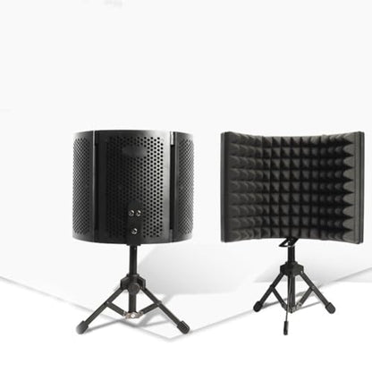 HANABASS Portable Folding Microphone Windshield Shield with Sponge and Metal Three Panels Combination, Sound Absorber Panel for Studio Recording and Broadcasting Room, Easy to Carry