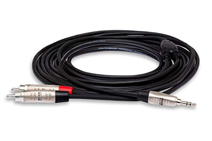 Hosa HMR-010Y REAN 3.5 mm TRS to Dual RCA Pro Stereo Breakout Cable, 10 Feet