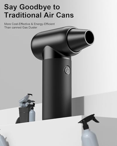 Compressed Air Duster - Super Power Electric Air Duster for Cleaning Keyboard&PC 3 Gears Adjustable Rechargeable Cordless Jet Dry Blower Air Blower for Car and Home-Replace Compressed Air Can