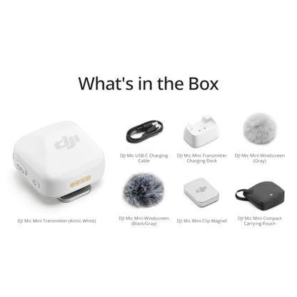 DJI Mic Mini Transmitter (Arctic White), Ultralight, Detail-Rich Audio | DJI OsmoAudio, Noise Cancelling, Wireless Microphone for Camera/iPhone/Android, Vlog, Streaming - style: Mic Mini Transmitter (Arctic White)