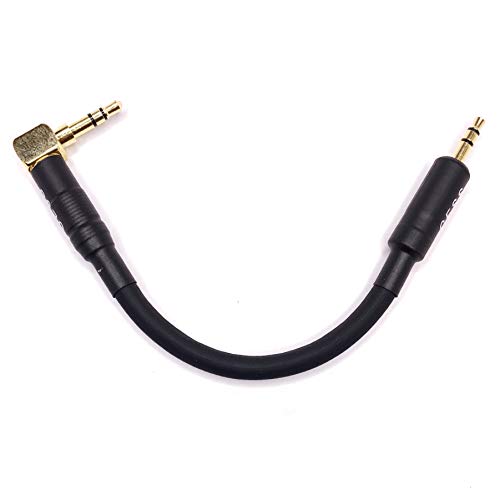 Right Angle To Straight 3.5mm Short Aux Stereo Audio Cable, 3-Inch Length