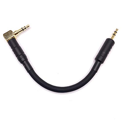 Right Angle To Straight 3.5mm Short Aux Stereo Audio Cable, 3-Inch Length