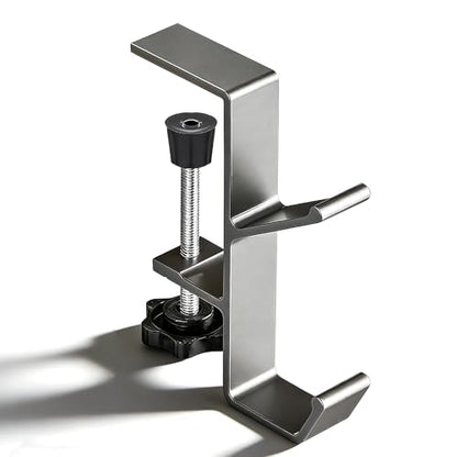 Headphone Holder for Desk, Double Hook Desk Hook, Bag Holder with Clamp for Table Desk Under Counter, Grey - color: Gray