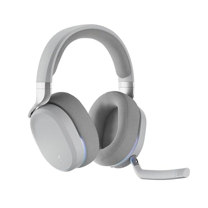Fractal Design Scape Light - Wireless PC Gaming Headset - Detachable Flip-to-Mute Microphone with Noise Cancellation - Battery Life Up to 40 Hours - Configurable Ambient Lighting - Gray - color: Light