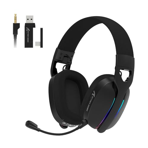ATTACK SHARK L90 Over-Ear Wireless Gaming Headphone with Mic - Black | 2.4GHz/Bluetooth/Wired, 40mm Driver, 7.1 Surround Sound, Foldable, Ultra-Light, RGB, Customizable, Ergonomic, for PS4/PS5/PC - color: BLACK