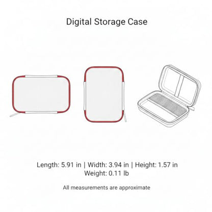 Compact EVA Hard Shell Case for Earbuds & Cables - Portable Digital Organizer Pouch, 5.9 x 3.9 x 1.6 Inches, Black