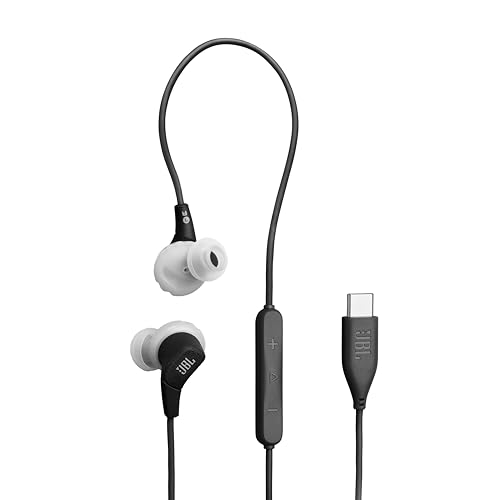 JBL Endurance Run 3 USB-C - Wired Sport Headphones - Black/Gray | FlipHook technology for versatile wearing style, IP65 dustproof and water-resistant, 3-button remote with microphone