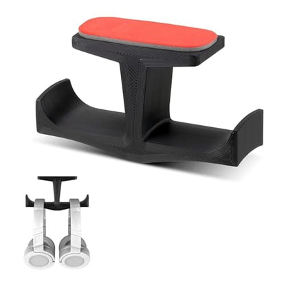 Dual Headphone Stand, Under Desk Hanger for Headphones, Gaming Headsets, Mobiles Accessories, Stick On, No Screws, Black