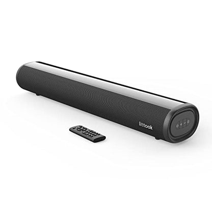 LITTOAK Sound Bar for TV, BT 5.0 Soundbar, 50 Watt 16 Inch Soundbars for Home Audio, Gaming, Projectors, TV Speakers Supports HDMI ARC/Optical/RCA/USB/AUX in and Sub Out Connection, Wall Mountable