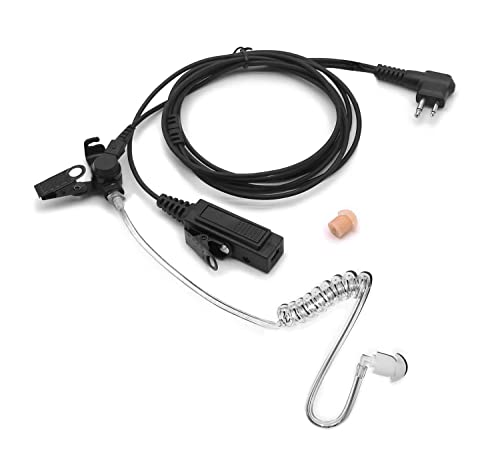 Earpiece Headset for Bearcom Radio BC10 BC20 BC90 BC95 BC120 BC130 BC250D Walkie Talkie 2-pin FBI Style Covert Acoustic Air Tube PTT | BC120 BC130 BC250D Walkie Talkie Compatible, Covert Acoustic, Air Tube PTT