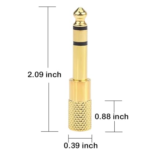 6.35mm (1/4 inch) Male to 3.5mm (1/8 inch) Female Audio Adapter, Stereo Headphone Jack Converter for Guitar Amplifier, Mixer, Aux Cable, Speaker – 2 Pack