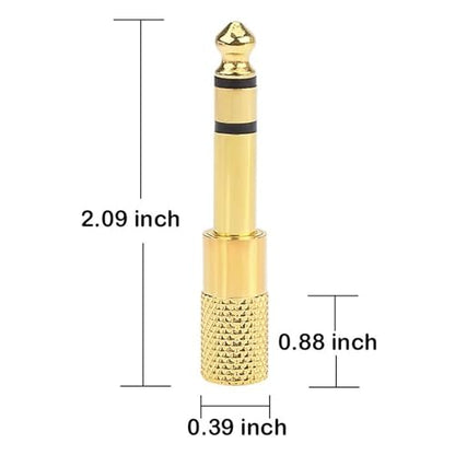 6.35mm (1/4 inch) Male to 3.5mm (1/8 inch) Female Audio Adapter, Stereo Headphone Jack Converter for Guitar Amplifier, Mixer, Aux Cable, Speaker – 2 Pack