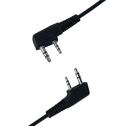 Caroo 2-Pin Acoustic Tube Earpiece Compatible with TK-3107 UV-5R 2-Pack | PTT Mic, Comfort, Hands-Free, Lightweight, Covert, Surveillance Headset, Kenwood Baofeng BF-888S UV-82 TK-2107 TK-3207