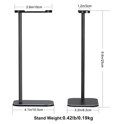 Headphone Stand Aluminum, Headset Holder with Solid Metal Base for Desk, Compatible with Most Headphones (Black) - color: Black