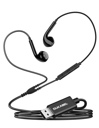 DUKABEL USB Wired Earbuds, PC Headphone with Mic for PC/ PS4/ PS5-6Feet | Mic built-in, In-ear Earphone, Volume Control, Mute Function Supported, for Office Live Broadcast Gaming