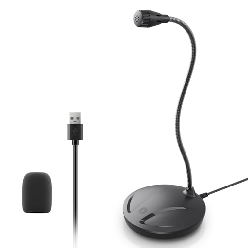 USB Desktop Microphone, Plug & Play for PC/Mac | Cardioid condenser mic, metal. Mute & LED. For singing, podcasting, voice-over, video, gaming, streaming. USB, no driver. - color: Black 1