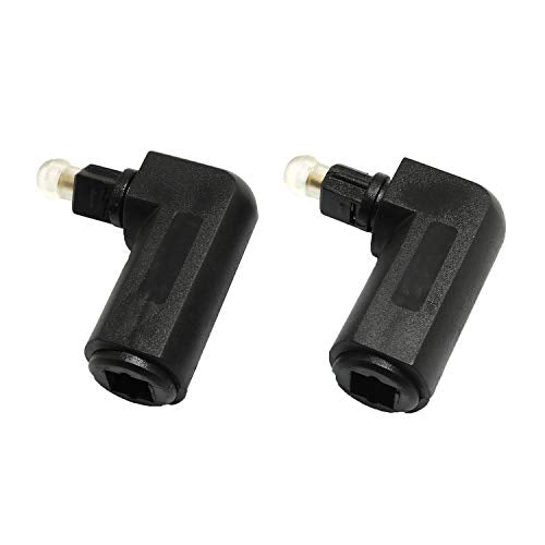 RLECS 2pcs Toslink Right Angle Digital Optical Audio Cable Adapter Male to Female 90 Degree 360 Rotates for Toslink Optical Cable TV Adapter