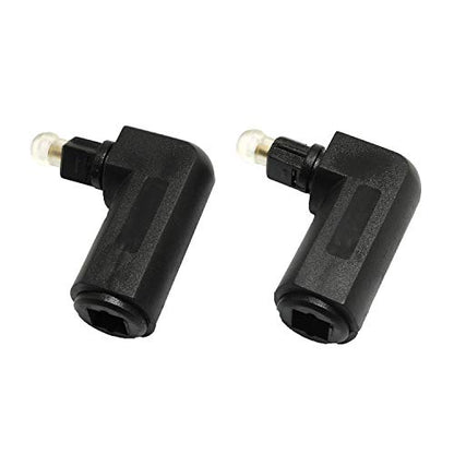 RLECS 2pcs Toslink Right Angle Digital Optical Audio Cable Adapter Male to Female 90 Degree 360 Rotates for Toslink Optical Cable TV Adapter