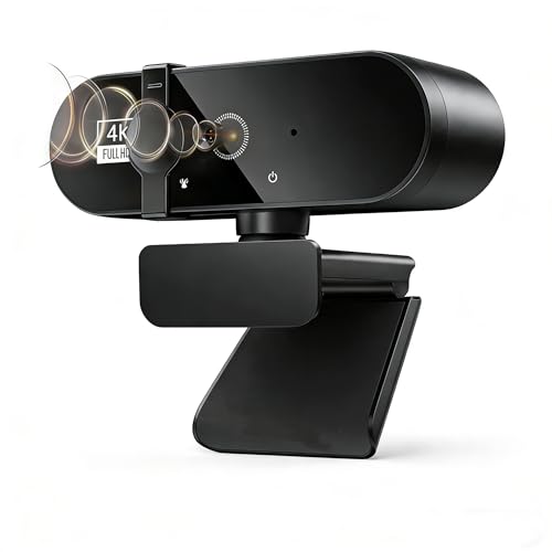 4k Webcam for PC with Microphone, Computer Camera with Noise Cancellation, Privacy Cover, 99° FOV, Plug & Play USB Webcam for Streaming, Conferencing, Zoom, Skype, Facetime, Laptop, PC, Skype