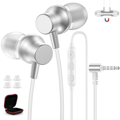 3.5mm Wired Earbuds with Mic for School Laptop PC Chromebook,White - color: White
