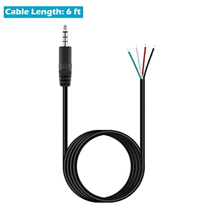 Fancasee 6FT 3.5mm 1/8" to Speaker Wire TRRS Stereo Male Plug to Bare Wire Pigtail 3.5mm Jack Connector Adapter Repair Audio Cable for Microphone Headphone Headset Earphone Speaker