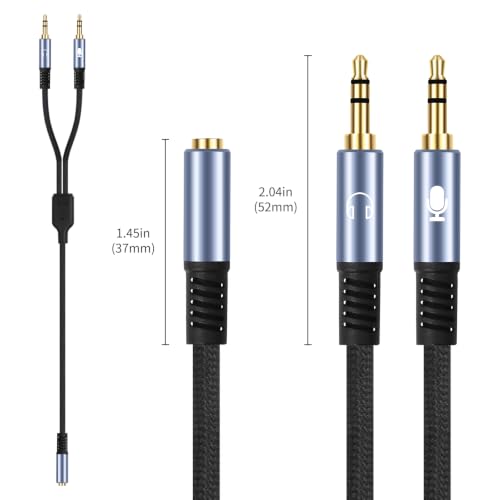 1/8" TRS Stereo Splitter Cable for Headphone, PC Laptop, Perfect for Switching or Two Sets of Speakers (1/8" TRS Stereo Female to Dual Male, 10FT-Splitter 20cm) - size: 10FT-Splitter 20cm, style: 1/8" TRS Stereo Female to Dual Male