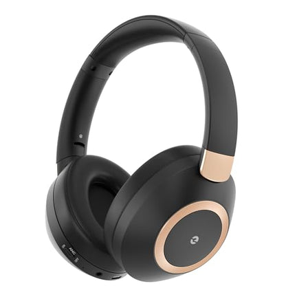 Active Noise Cancelling Headphones, 100H Playtime Headphones Wireless Bluetooth, Bluetooth Headphone with Mic, Over Ear Wireless Headphone with Deep Bass,Fast Charging for Travel - color: Black