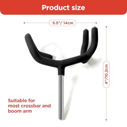 Metal Microphone Boom Pole Support Holder for C-Stands and Mic Stands,Non-Slip Matte Cradle Mount for Mic and Audio Equipment Fits Grip Head