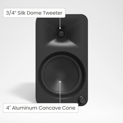 Kanto ORA4 Powered Bluetooth Desktop Speakers - Pair Matte Black - color: Black, size: 4" Woofer - 140 Watts