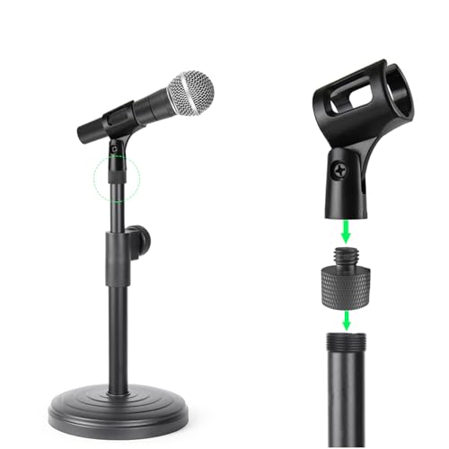 4 Pcs Mic Stand Adapter Set, for Microphone Stand Mount to Camera Tripod